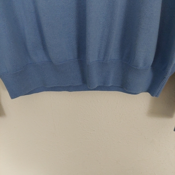 Brooks Brothers Men's Blue Supima Cotton Knit V-Neck Pullover Sweater Size Large - Picture 7 of 8